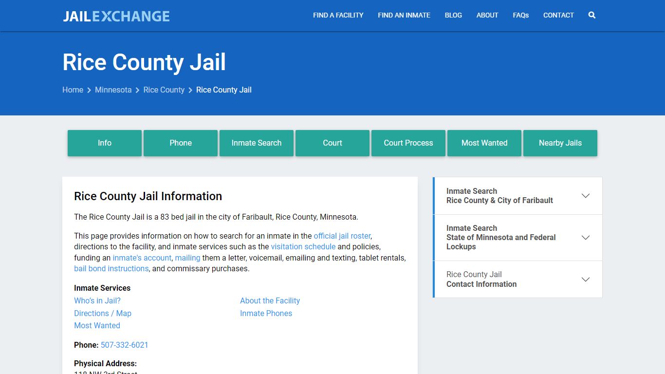 Rice County Jail, MN Inmate Search, Information - Jail Exchange